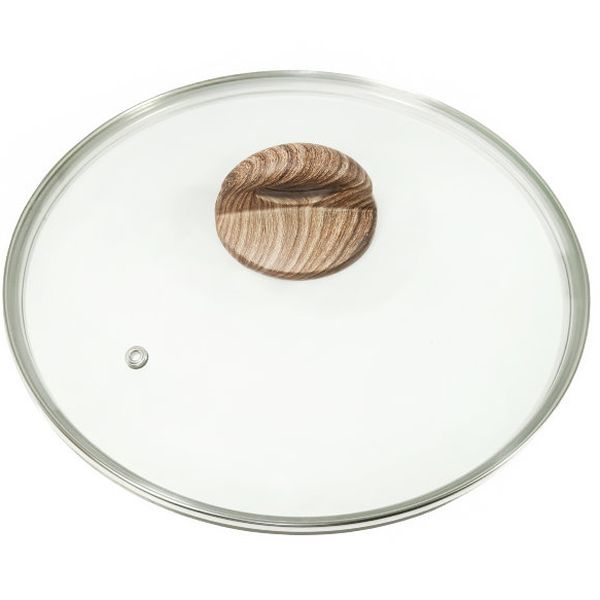 Крышка стеклянная Panairo 26см c ручкой Wood (K-D26-WOOD)