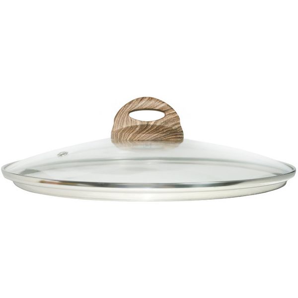 Крышка стеклянная Panairo 28см c ручкой Wood (K-D28-WOOD)