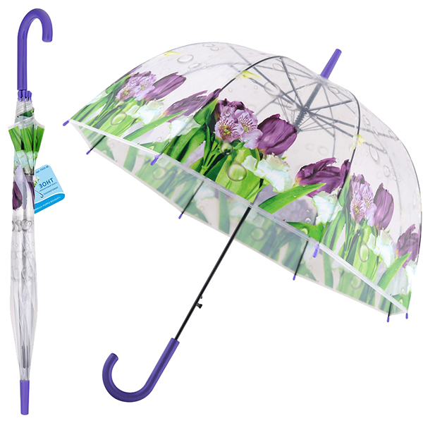 Зонт МультиДом Фиолетовый букет п/автомат (24.36)