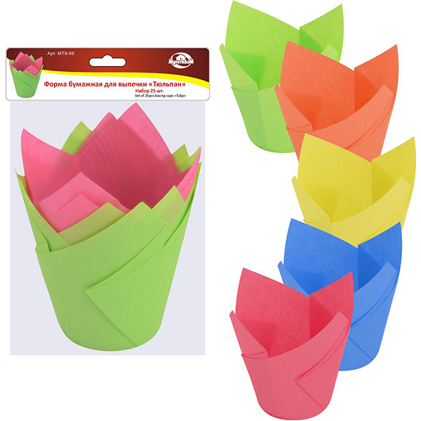 Форма для выпечки МультиДом Тюльпан, 25шт. (8.98)