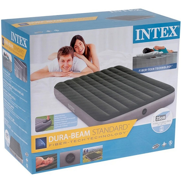 Надувной матрас со встроенным насосом Intex DURA-BEAM DOWNY 152x203х25см (64763)