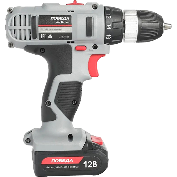 Шуруповерт аккумуляторный ПОБЕДА ДА-12/1Ли, 12В, 32 нм(180201648)