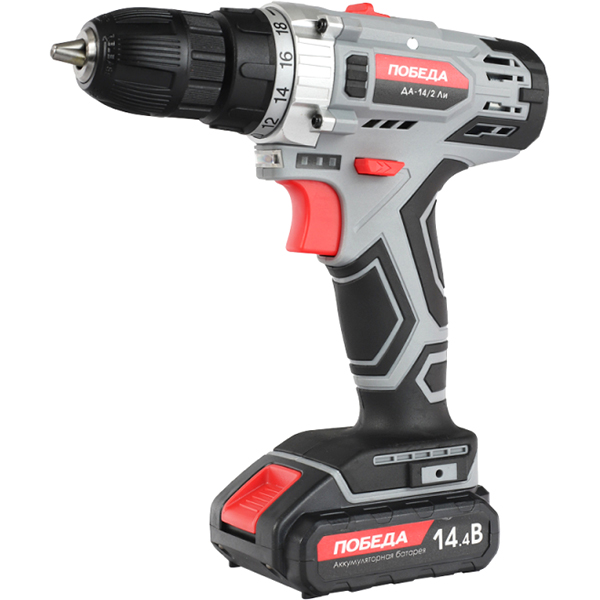 Шуруповерт аккумуляторный ПОБЕДА ДА-14/2 Ли, 14,4В, 35 нм(180201635)