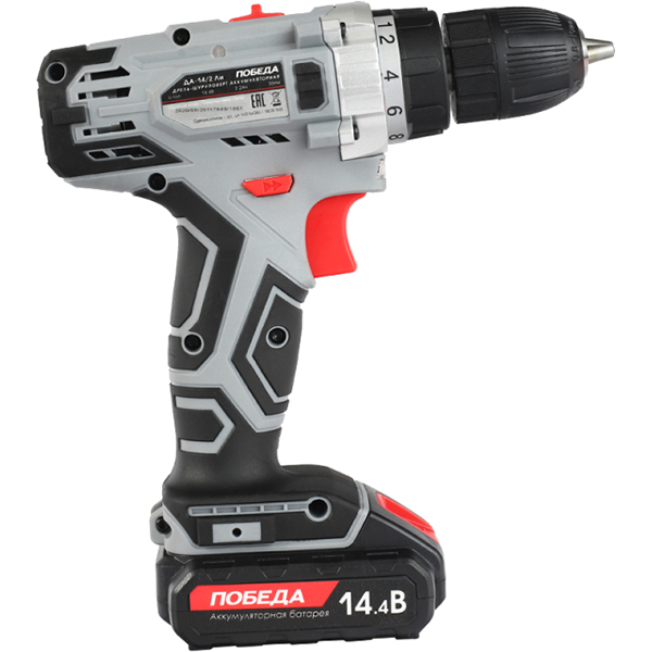 Шуруповерт аккумуляторный ПОБЕДА ДА-14/2 Ли, 14,4В, 35 нм(180201635)