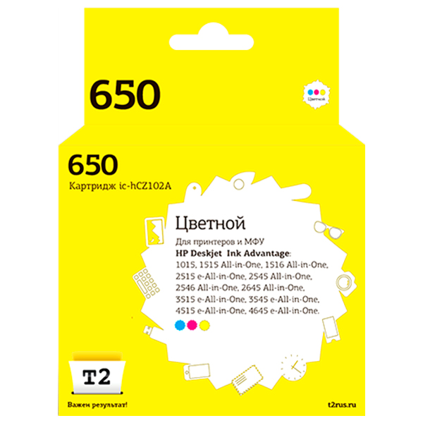 Картридж для струйного принтера T2 IC-HCZ102A/HP 650