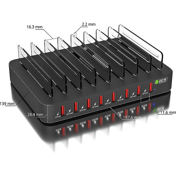 Сетевое зарядное устройство GCR На&nbsp;8&nbsp;USB&nbsp;портов (GCR-8PAUSB)