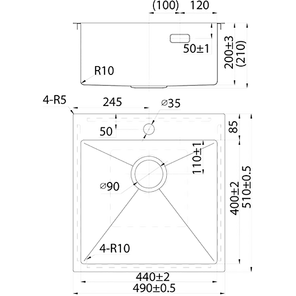 Мойка кухонная Iddis Нержавеющая сталь, 490х510, Haze HAZ49S0i77