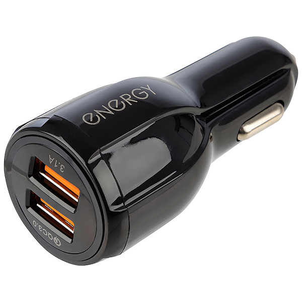 Автомобильное зарядное устройство Energy ET-16A, 2 USB, Q3.0 Black (100283)