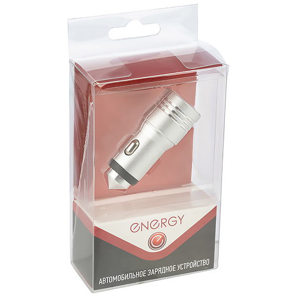 Автомобильное зарядное устройство Energy ET-19A, 2,1A Silver (100288)