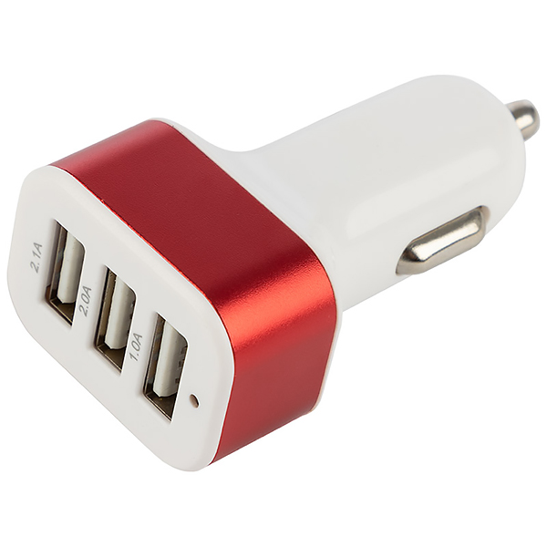 Автомобильное зарядное устройство Energy ET-21A, 3 USB, 2,1A Red (100291)