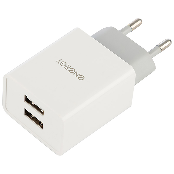 Зарядное устройство для аккумулятора Energy ET-22, 2 USB раз. 2,1А White (100292)