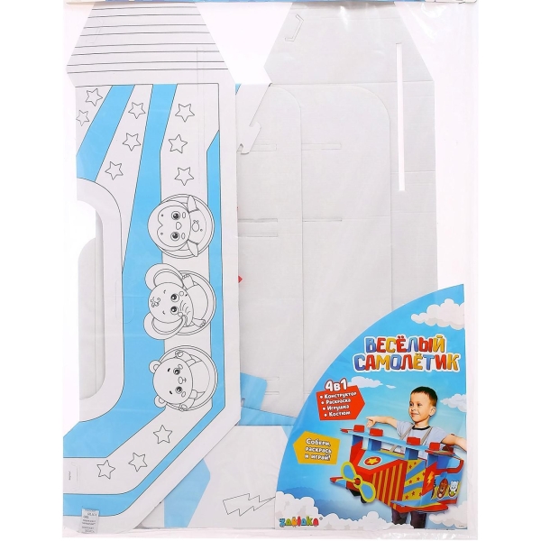 Самолет-конструктор ZABIAKA Весёлые зверята, разноцветный