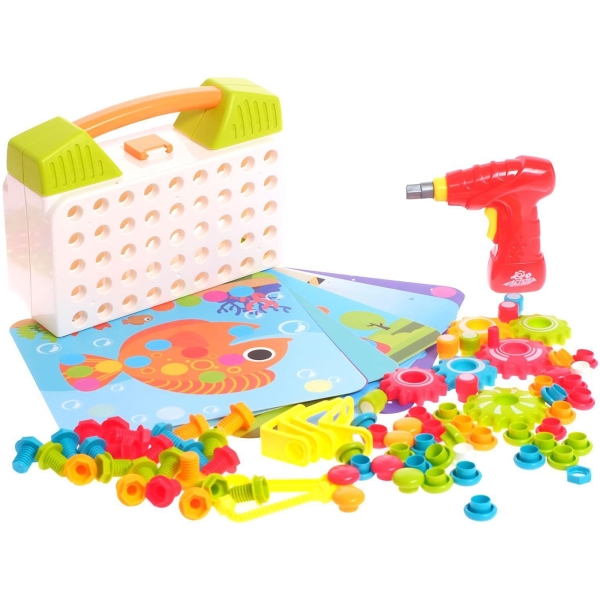 Конструктор детский ZABIAKA Пуговки и шестеренки, 3 в 1