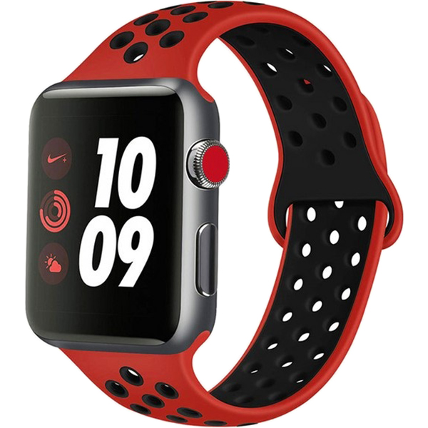 Ремешок для смарт часов Krutoff для Apple Watch 38-41mm M/L red/black (03286)