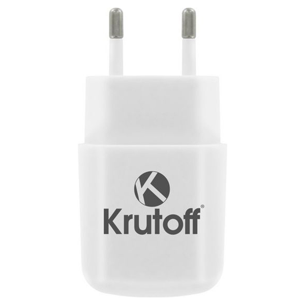 Сетевое зарядное устройство Krutoff CH-02M 1xUSB, 2.1A+micro USB белый (03586)
