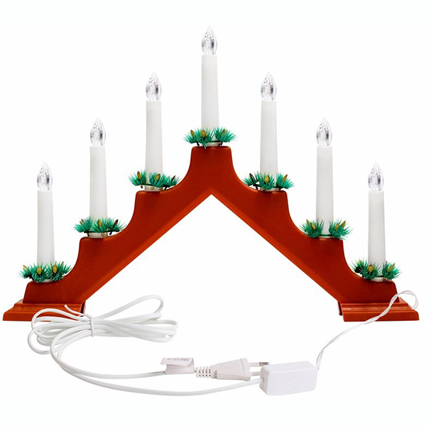 Светильник новогодний NEON-NIGHT Новогодняя горка 7 свечек LED 28x37 см (501-082)