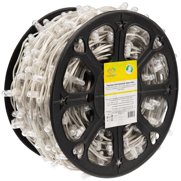 Гирлянда светодиодная NEON-NIGHT LED Клип-лайт 12V 100м тепл.белый/flash.(325-166)