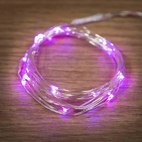 Гирлянда светодиодная NEON-NIGHT Роса 2 м на батарейках 20 LED, розовая (303-007)