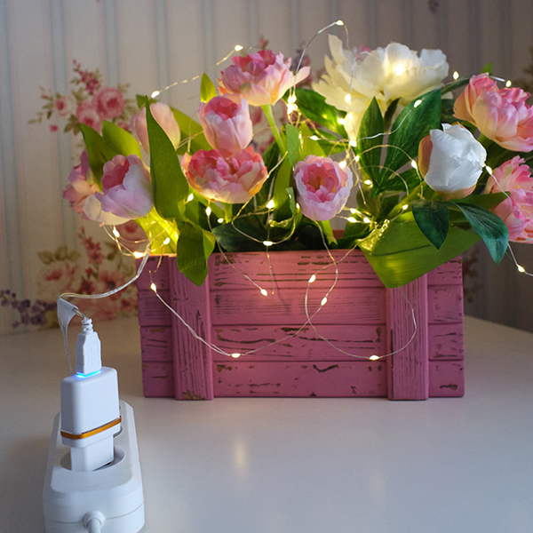 Гирлянда светодиодная NEON-NIGHT Роса 10м USB LED теплый свет (315-976)