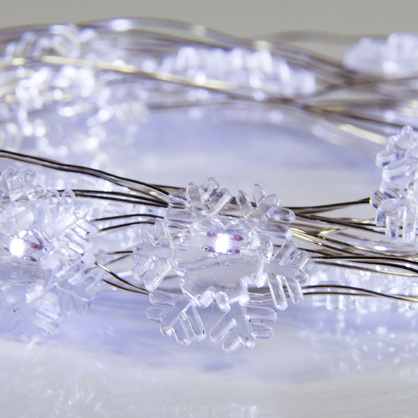 Гирлянда светодиодная NEON-NIGHT Снежинки 2м, 20 LED белая (303-010)