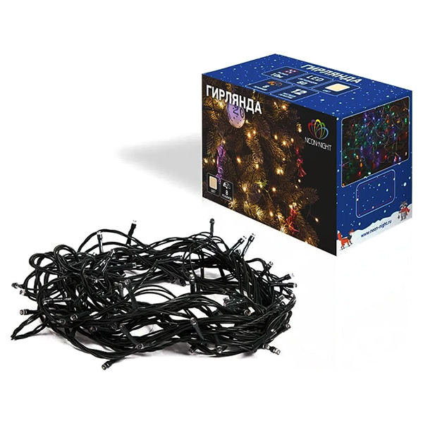 Гирлянда светодиодная NEON-NIGHT Твинкл-Лайт 10м 80 LED теплый (303-046)