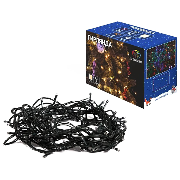 Гирлянда светодиодная NEON-NIGHT Твинкл-Лайт 20м LED теплый свет (303-116)