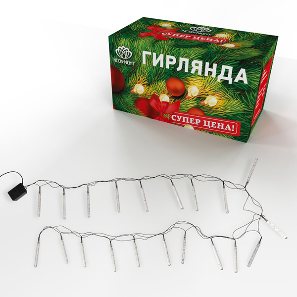 Гирлянда светодиодная NEON-NIGHT LED Палочки с пузырьками 2м (303-037)