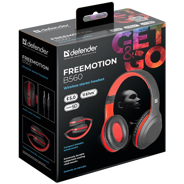 Наушники полноразмерные Bluetooth Defender FreeMotion B560 (63560)