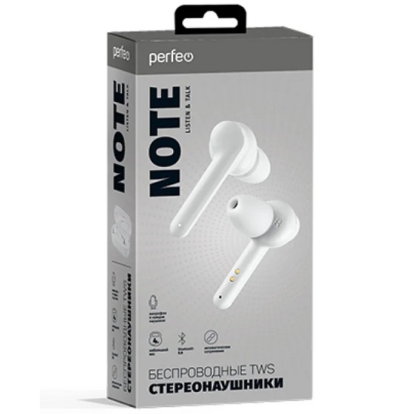 Наушники True Wireless Perfeo NOTE White (PF_B4021)
