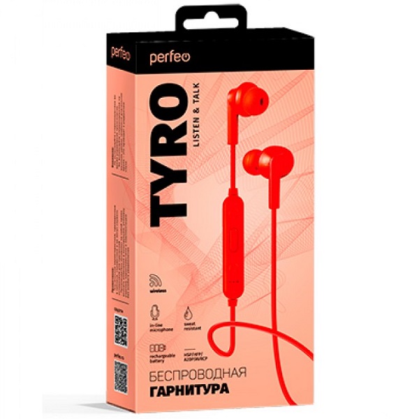 Наушники внутриканальные Bluetooth Perfeo TYRO Red (PF_B4024)