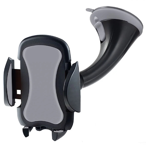 Держатель автомобильный для смартфона Perfeo 501-2 до 6,5'', на стекло, черный/серый (PF_4211)