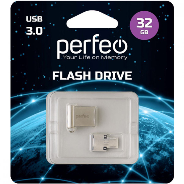 USB-флешка Perfeo 32GB M06 Metal Series+OTG-reader(PF-M06MS032OTGR)