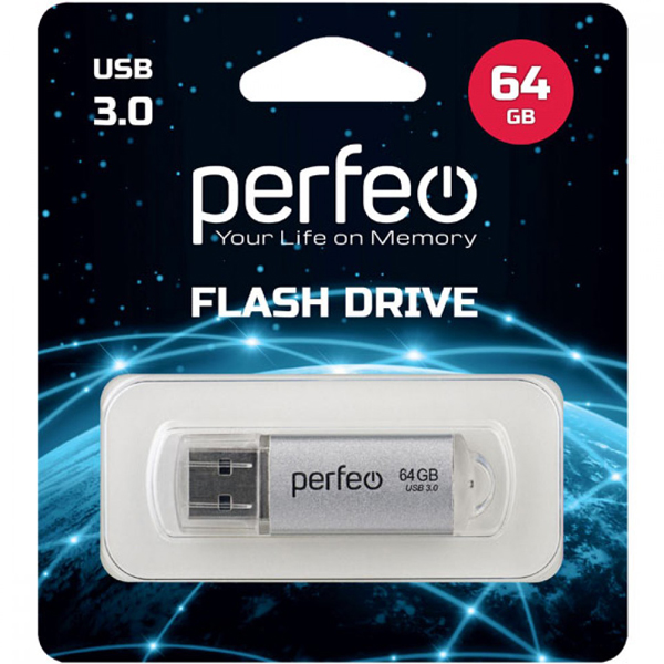 USB-флешка Perfeo 64GB C14 Silver Metal Series (PF-C14S064ES)