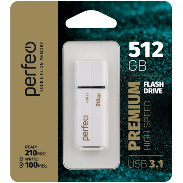 USB-флешка Perfeo 512GB C15 White High Speed (PF-C15W0512HS)
