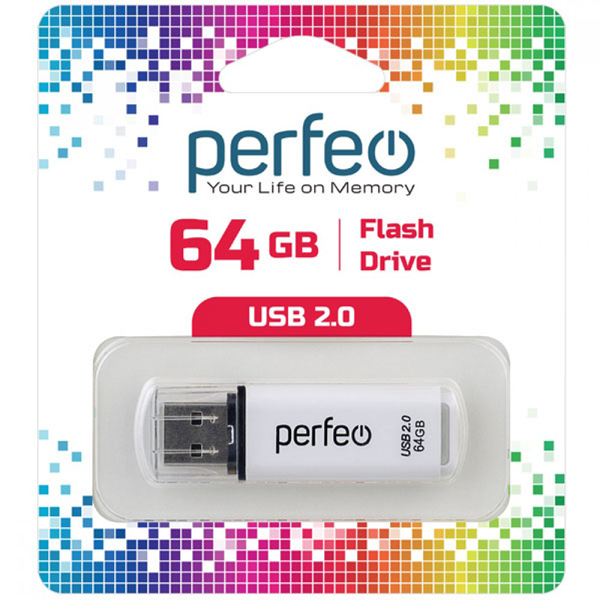 Флэш диск USB Perfeo 64GB C13 White (PF-C13W064)