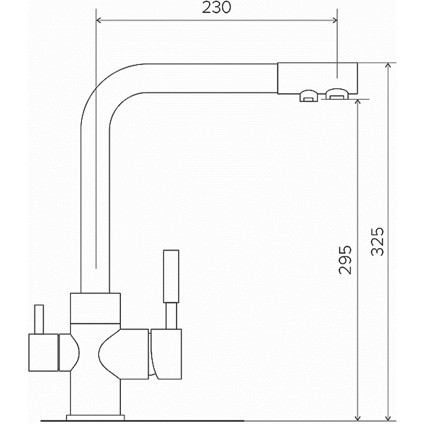 Смеситель POLYGRAN Высокий Дуо кухонный №14 серый(627499)