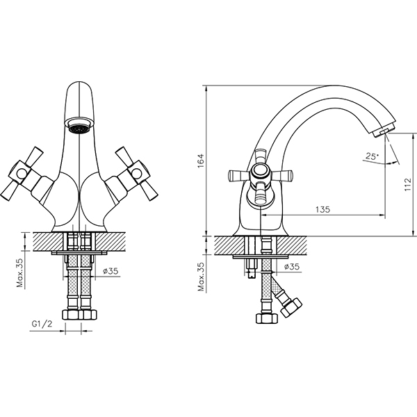 Смеситель Decoroom DR51011-Black для умывальника