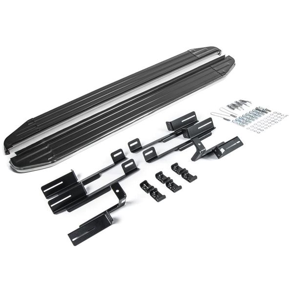 Порог Rival MITSUBISHI Eclipse Cross 2018+ черный/ серебристый