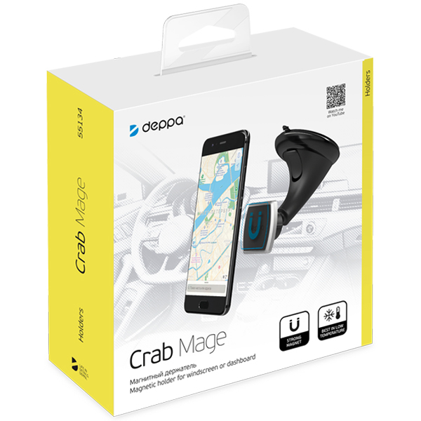 Держатель автомобильный Deppa Crab Mage магнитный PU присоска