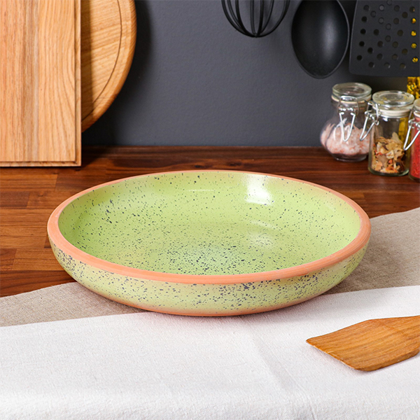 Сковорода Красная глина Гончарная зеленая, 1.5 л 7373548