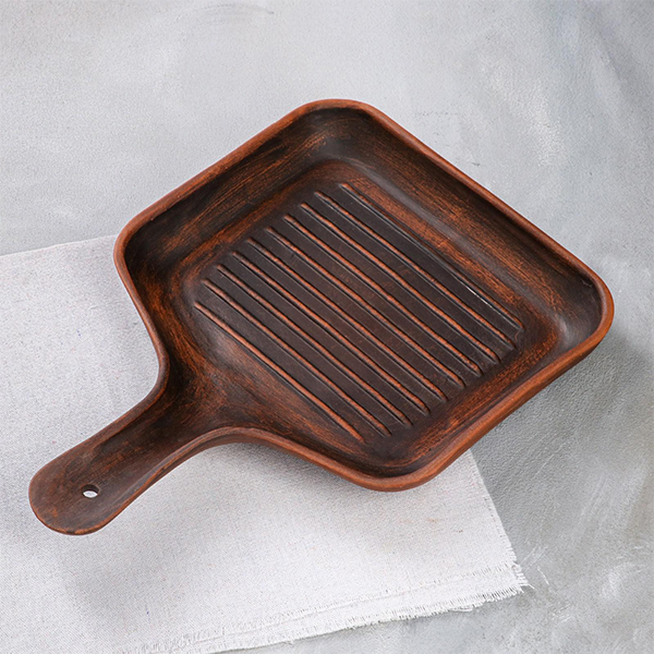 Сковорода Красная глина Гриль 30х21х3,5 см 6834748