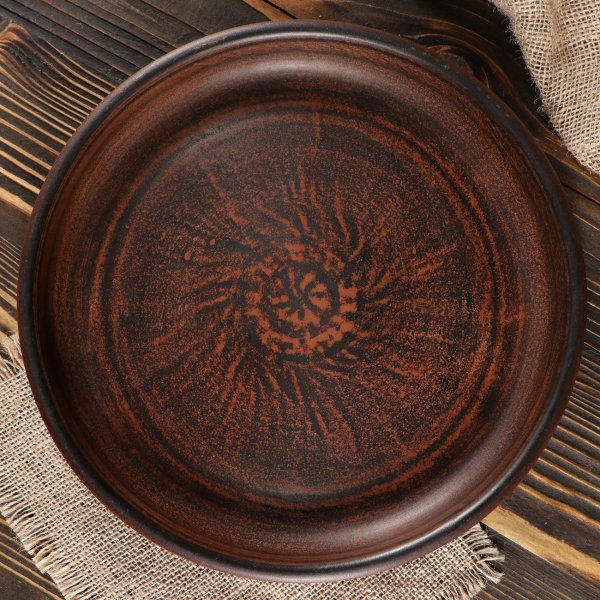 Тарелка столовая Красная глина Дымленая 25 см 1389080