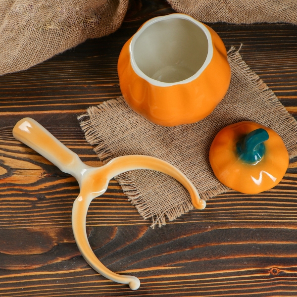 Форма для выпекания (керамика) . Тыква 5 предметов, 4 горшка 0,8л, оранж. 1977636