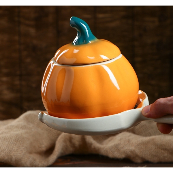 Форма для выпекания (керамика) . Тыква 5 предметов, 4 горшка 0,8л, оранж. 1977636