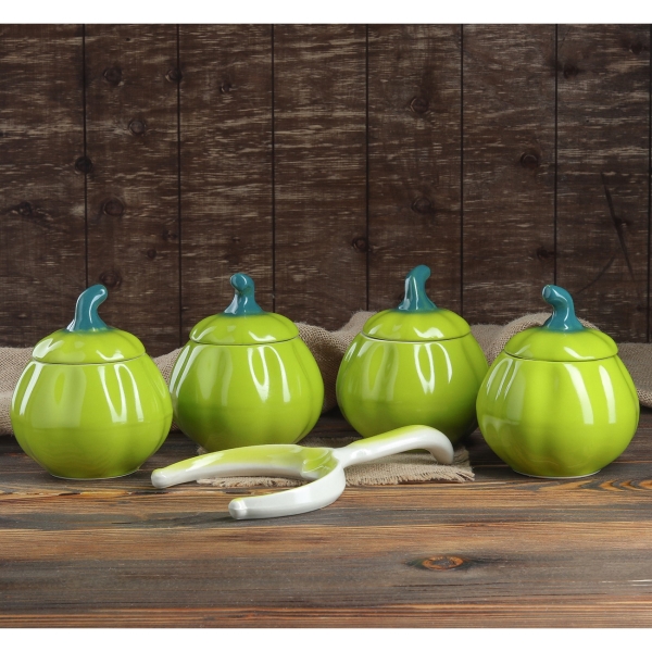 Форма для выпекания (керамика) . Тыква цвет зеленый, 5 предметов 1859139
