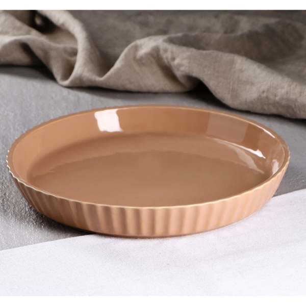 Форма для выпекания (керамика) . Круг бежевая, 26 см, керамика 5428786