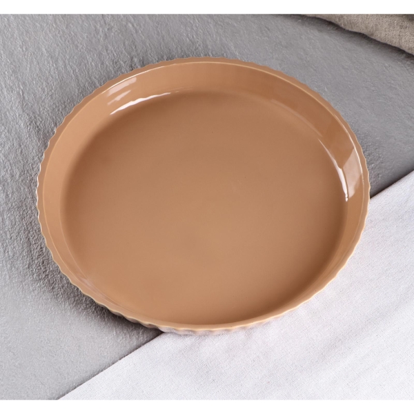 Форма для выпекания (керамика) . Круг бежевая, 26 см, керамика 5428786