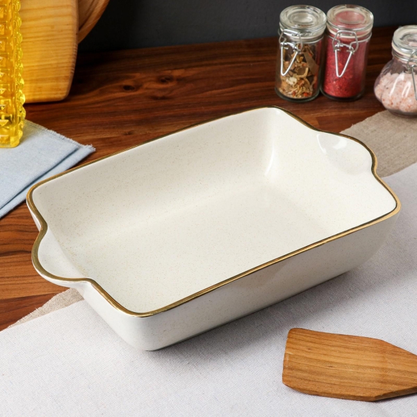 Форма для выпекания (керамика) . Прямоугольная капучино голд, 2 л 7069269