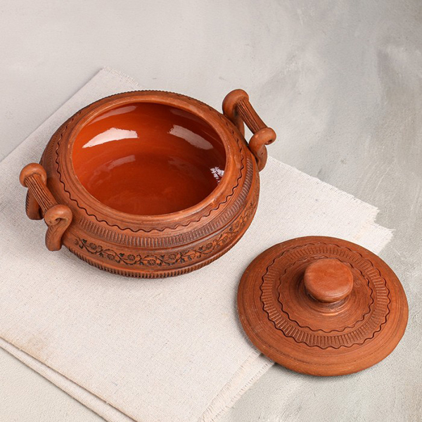 Горшок для запекания Красная глина с ручкой, 0,5л (1165902)