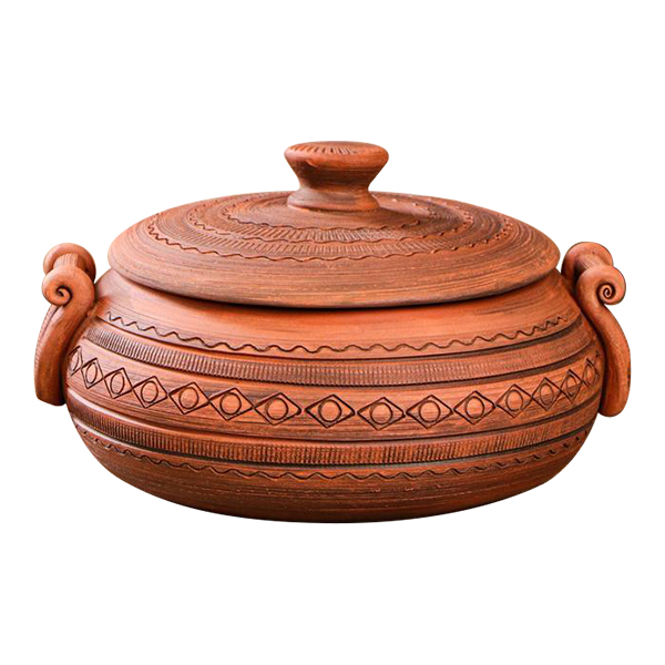 Горшок для запекания Красная глина с ручкой, 1л (1165901)